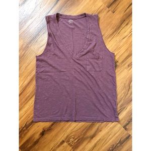 Madewell Whisper Cotton V-Neck Pocket Tank in Plum